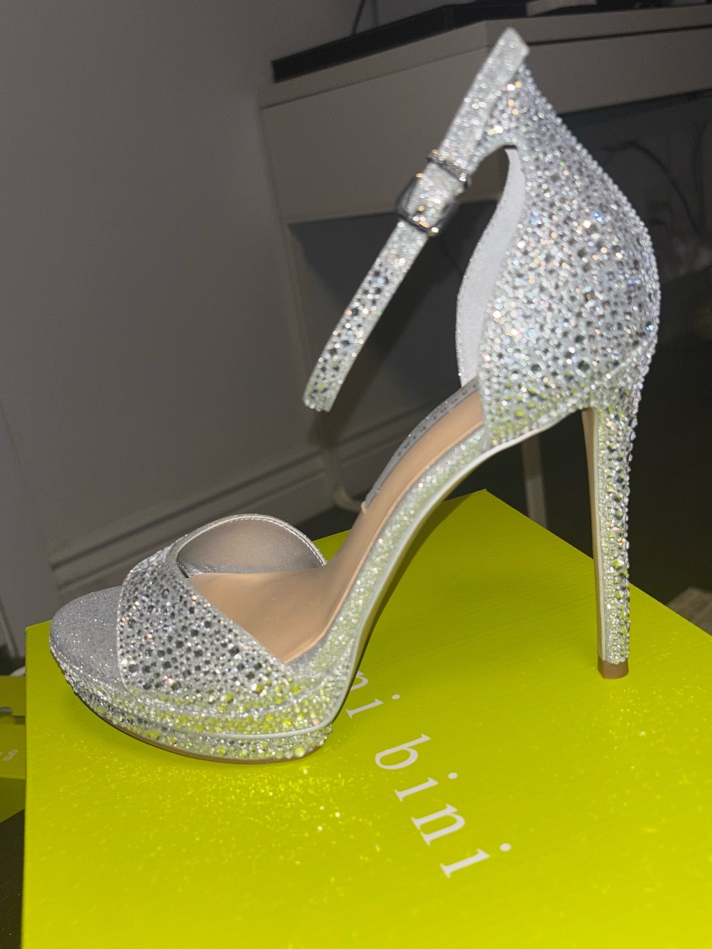 Gianni Bini Silver Crystal Platform Ankle-Strap Stiletto - Picture 6 of 10